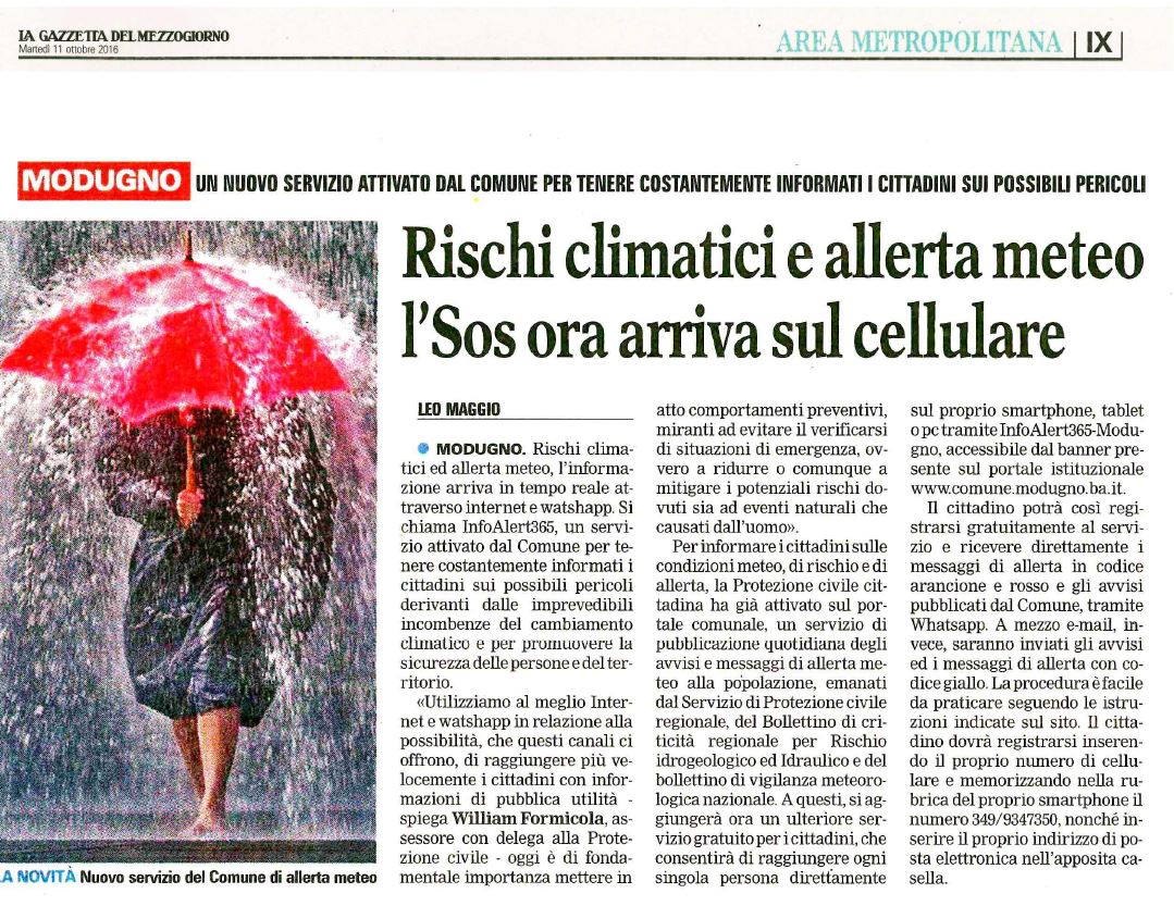 Gazzetta del Mezzogiorno (Edizione di Bari) dell'11 Ottobre 2016
