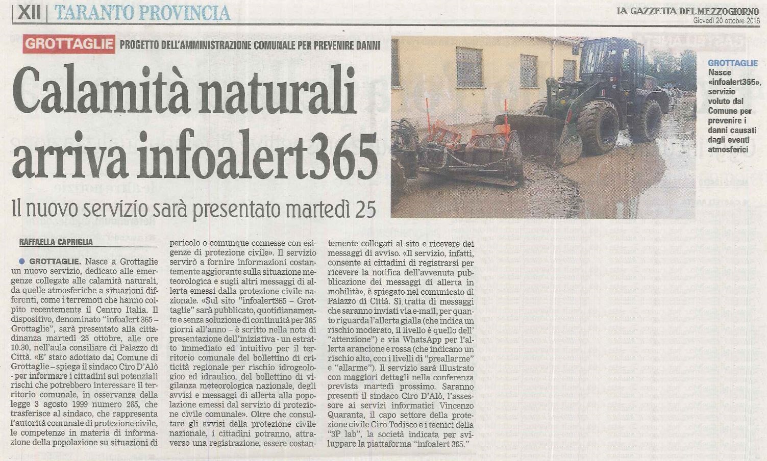 Gazzetta del Mezzogiorno (edizione di Taranto) del 20 Ottobre 2016