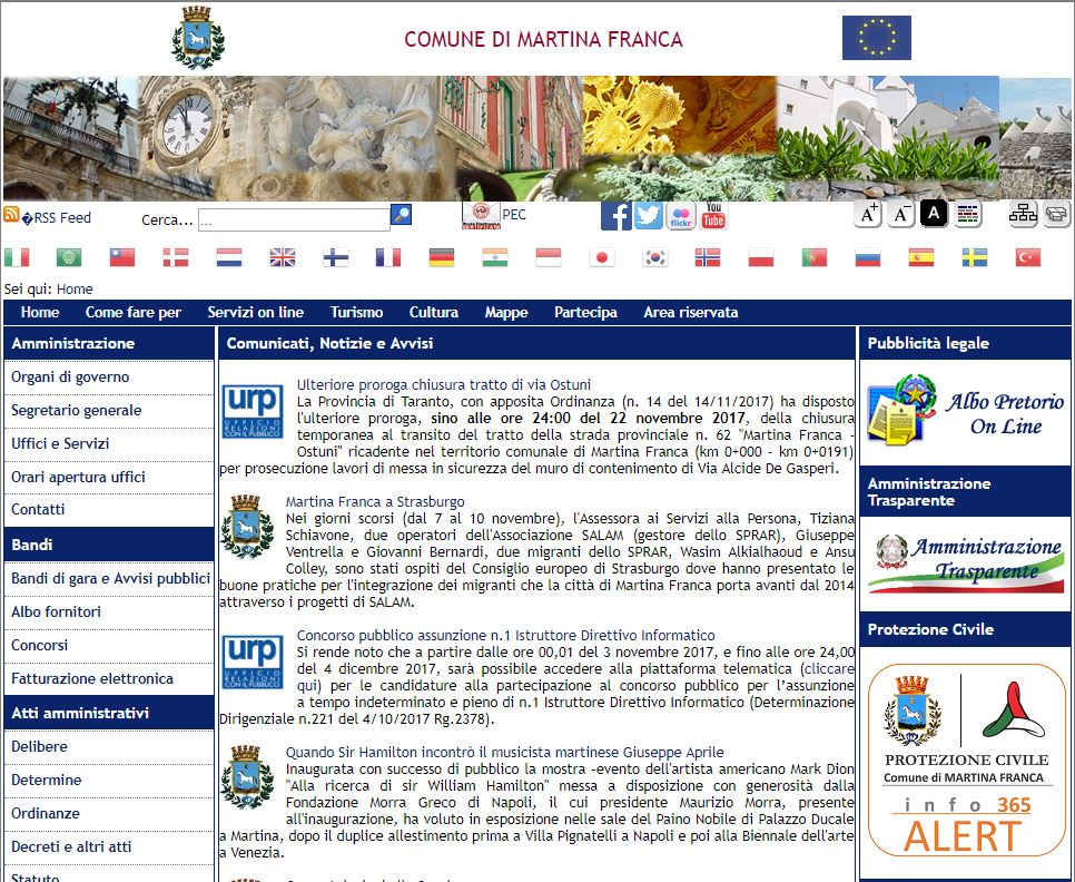 infoALERT365 integrato nei servizi del portale istituzionale del Comune di Martina Franca www.comunemartinafranca.gov.it