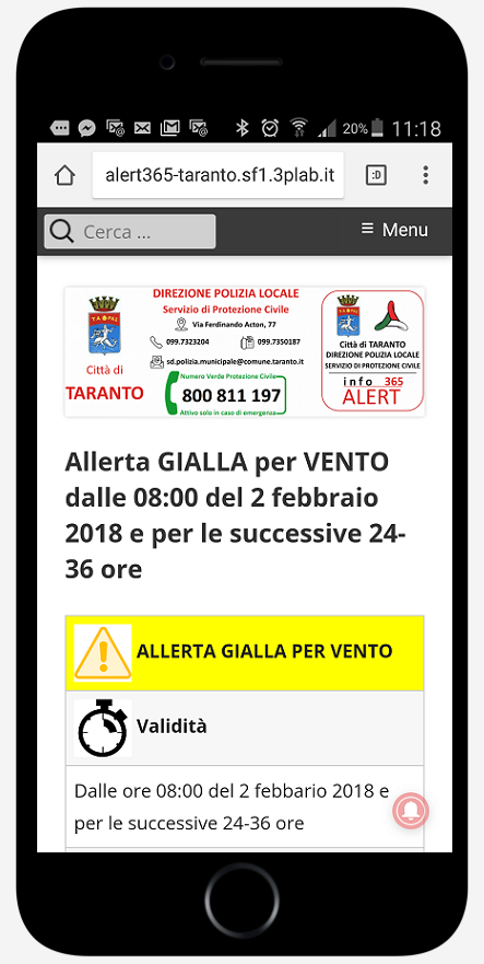Web App infoAlert365-Taranto