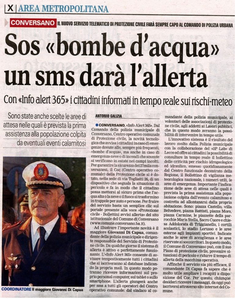 Estratto dalla Gazzetta del Mezzogiorno del 20 Ottobre 2015 - InfoALERT365 Conversano